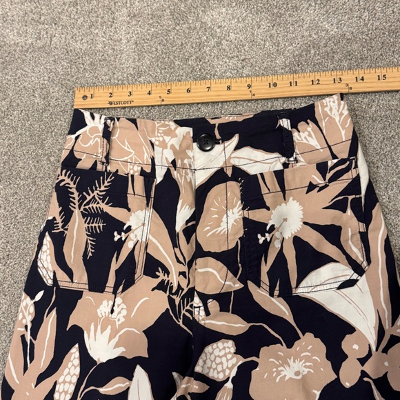 Anthropologie Maeve Colette Jo Faulkner Wide-Leg Cropped Floral Navy Pant 27 - Picture 8 of 11